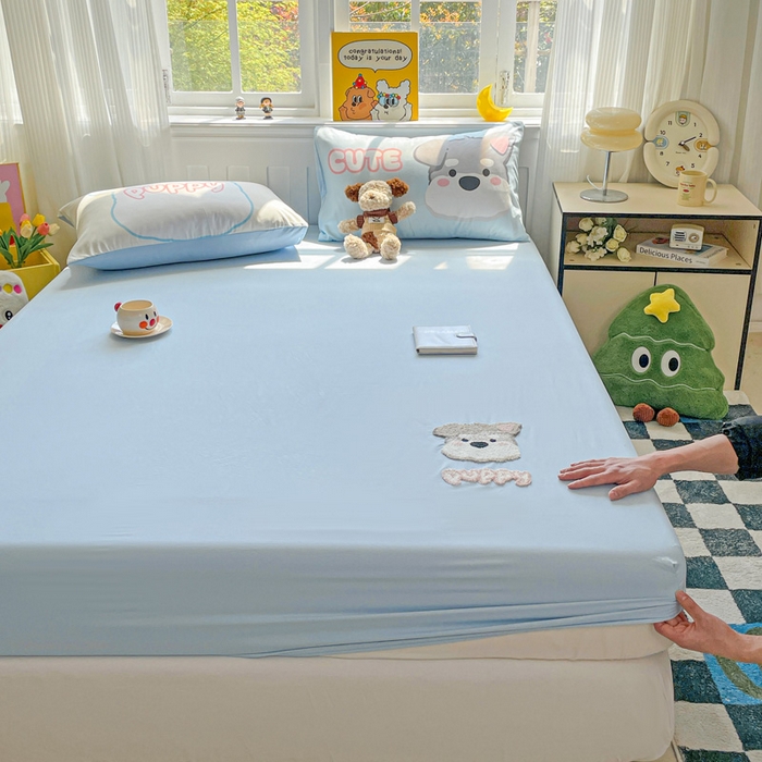 91家纺网 家纺一手货源 找家纺 海岛哥哥 2025春夏新款大版枕套毛巾绣床笠 大版枕套 小狗