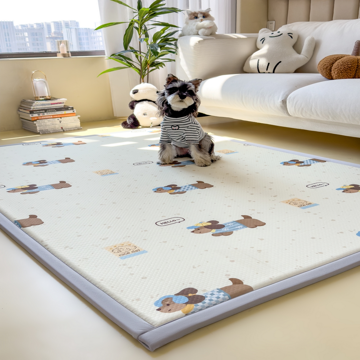 91家纺网 家纺一手货源 找家纺 席世家 2025新款印花豆豆多功能垫 斑点狗