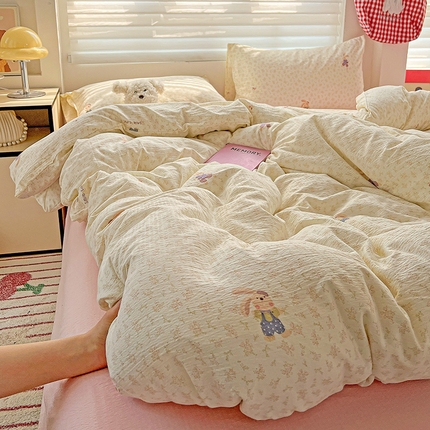 91家纺网 家纺一手货源 找家纺 （总）名品家纺 2025新款云感皱皱双层纱四件套