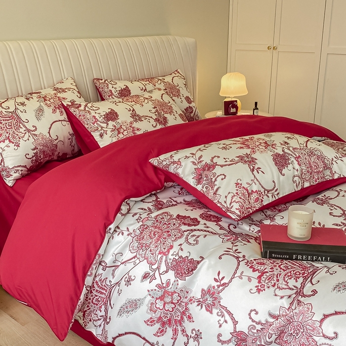 91家纺网 家纺一手货源 找家纺 用心 2022新款数码印花婚庆四件套