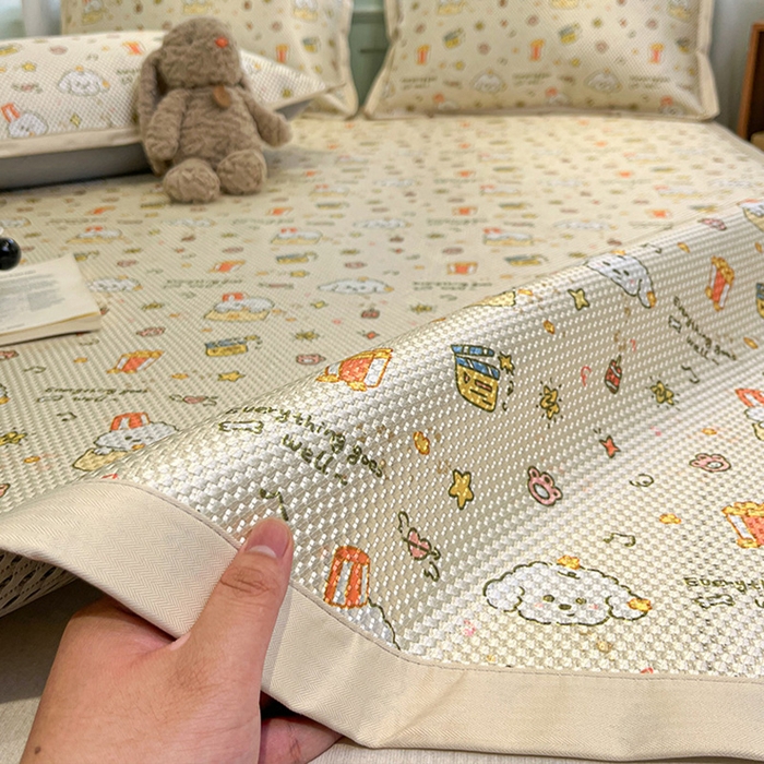 91家纺网 家纺一手货源 找家纺 布卢姆床垫2025新款A类数码印花冰藤席夏凉席--床席款 爆米花