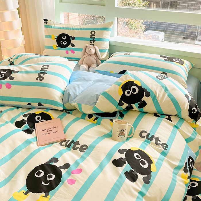 91家纺网 家纺一手货源 找家纺 琪格格 2025春夏新款全棉纯棉40S13372小清新四件套 奥利奥