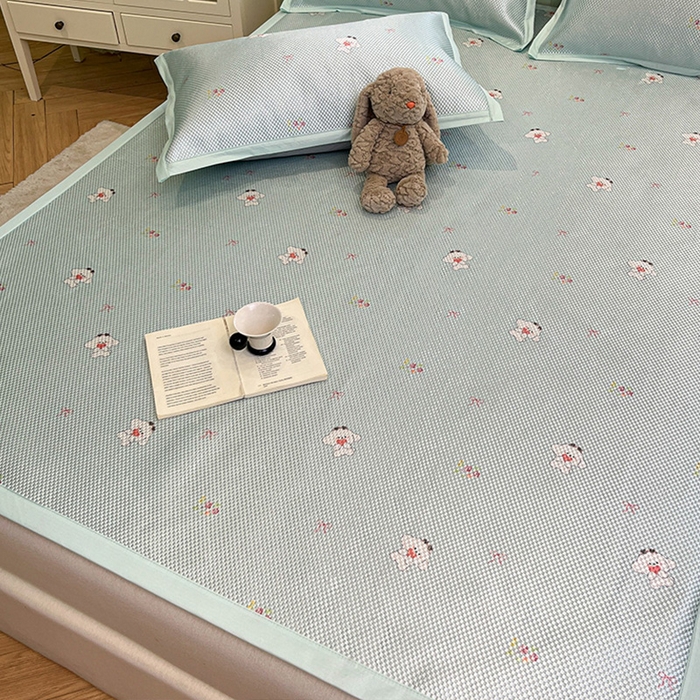 91家纺网 家纺一手货源 找家纺 布卢姆床垫2025新款A类数码印花冰藤席夏凉席--床席款 花花小白