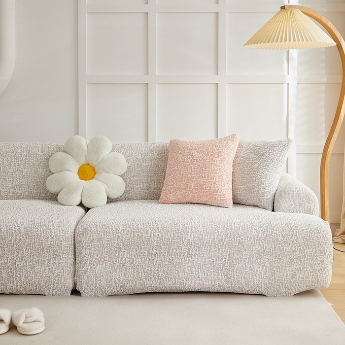 91家纺网 家纺一手货源 找家纺 丝绮鹿 2025新款竹节雪尼尔沙发套松紧款（大三人图）  温柔咖