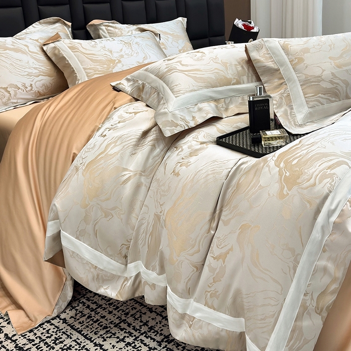 91家纺网 家纺一手货源 找家纺 2025新品床上用品高端A类100支天丝棉贡缎提花四件套全棉纯棉长绒棉夏季轻奢真丝全工艺 南溪-莉娅金