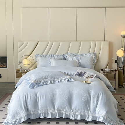 2025新款水洗天丝提花四件套-梦洛伊 维纳斯·天空兰