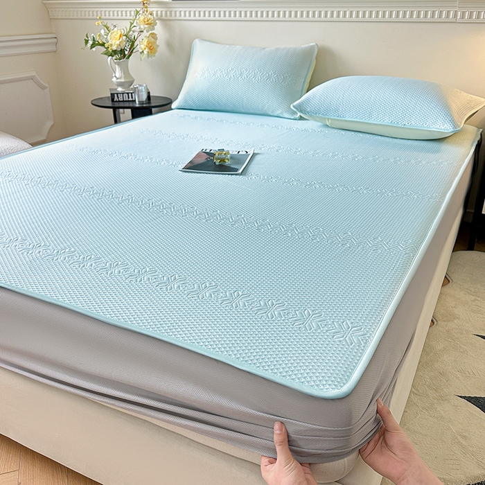 91家纺网 家纺一手货源 找家纺 布卢姆床垫2025新款A类PE乙纶冰豆豆床笠款凉席 雪花