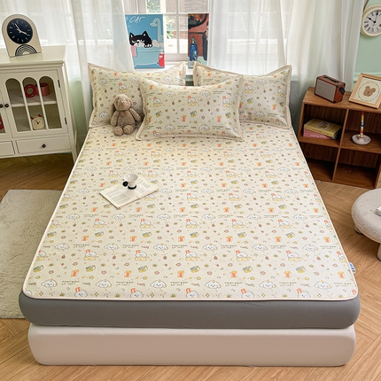 91家纺网 家纺一手货源 找家纺 布卢姆床垫2025新款A类数码印花冰藤席夏凉席--床笠款 爆米花床笠