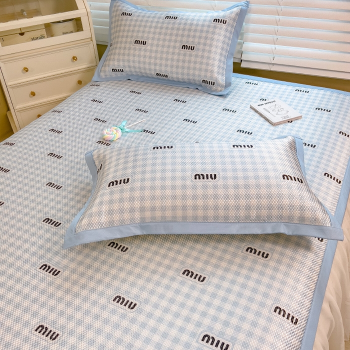 91家纺网 家纺一手货源 找家纺 布卢姆床垫2025新款A类数码印花冰藤席夏凉席--床席款 蓝miu