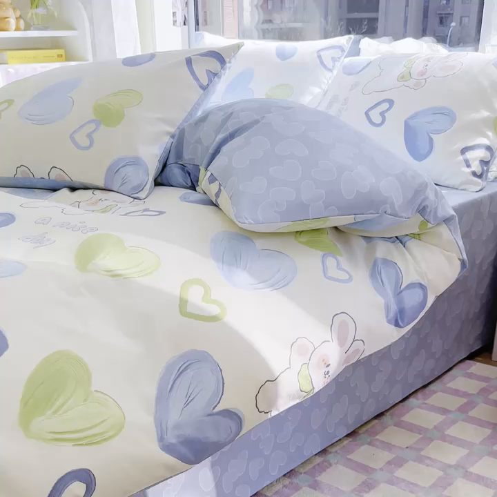 91家纺网 家纺一手货源 找家纺 （总）琪格格 2025春夏新款全棉纯棉40S13372小清新四件套