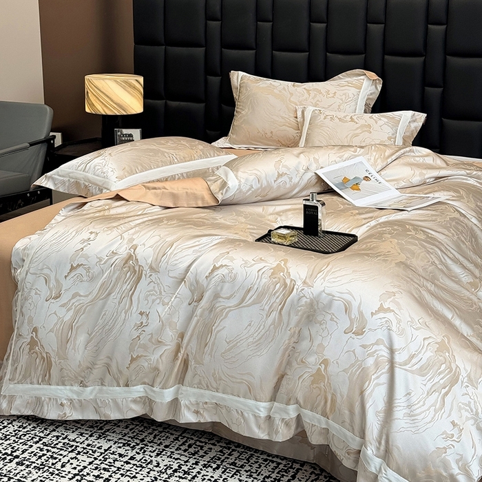 91家纺网 家纺一手货源 找家纺 2025新品床上用品高端A类100支天丝棉贡缎提花四件套全棉纯棉长绒棉夏季轻奢真丝全工艺 南溪-莉娅金
