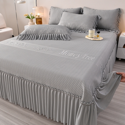 91家纺网 家纺一手货源 找家纺 （总）诺梵家纺 2025新款 pe 乙纶立体提花凉豆豆席凉席床裙款【控价1.5米119 ；1.8米129；2.0米139】