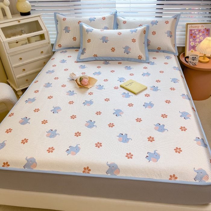 91家纺网 家纺一手货源 找家纺 布卢姆床垫2025新款A类数码印花冰藤席夏凉席--床笠款 小飞象