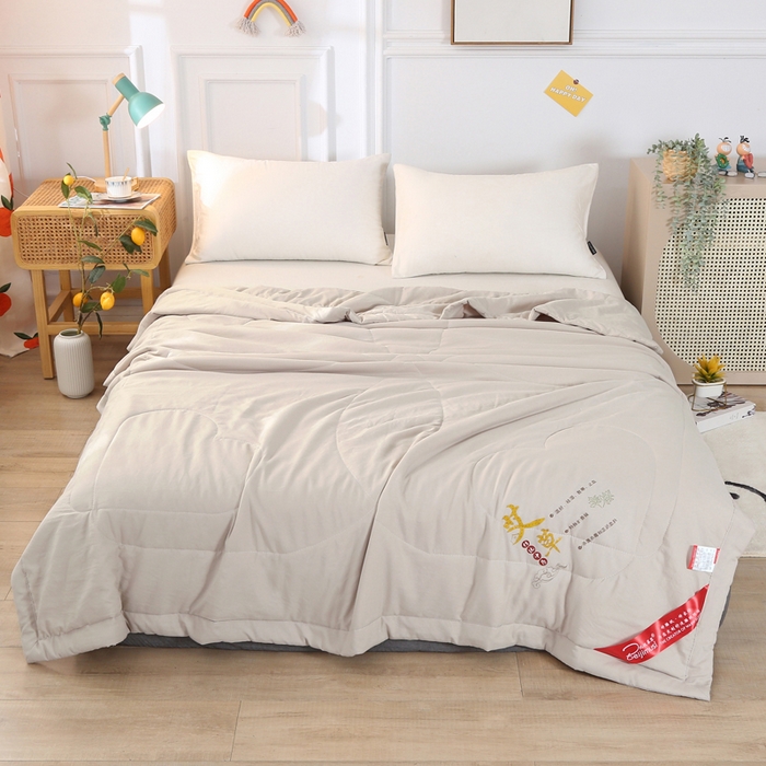 91家纺网 家纺一手货源 找家纺 妙赞2025新款水洗艾草夏被夏凉被空调被 灰色