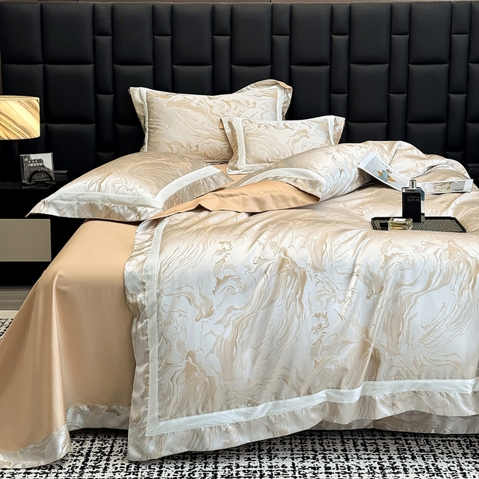 91家纺网 家纺一手货源 找家纺 2025新品床上用品高端A类100支天丝棉贡缎提花四件套全棉纯棉长绒棉夏季轻奢真丝全工艺 南溪-莉娅金