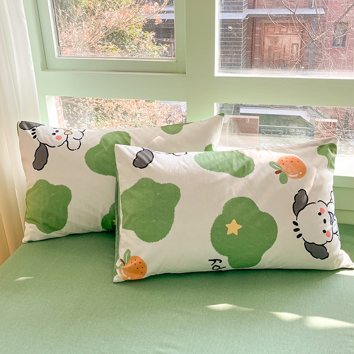 91家纺网 家纺一手货源 找家纺 琪格格 2025春夏新款全棉纯棉40S13372小清新四件套 快乐萌宠