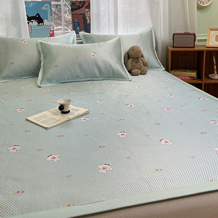 91家纺网 家纺一手货源 找家纺 布卢姆床垫2025新款A类数码印花冰藤席夏凉席--床席款 花花小白