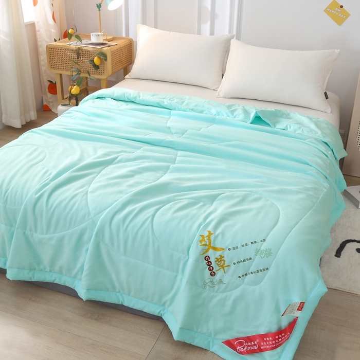 91家纺网 家纺一手货源 找家纺 妙赞2025新款水洗艾草夏被夏凉被空调被 浅绿
