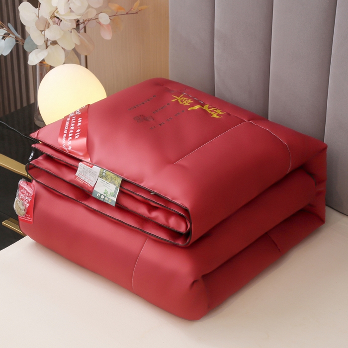 91家纺网 家纺一手货源 找家纺 妙赞2025新款水洗真丝艾草艾绒羽丝棉被被子被芯 红色