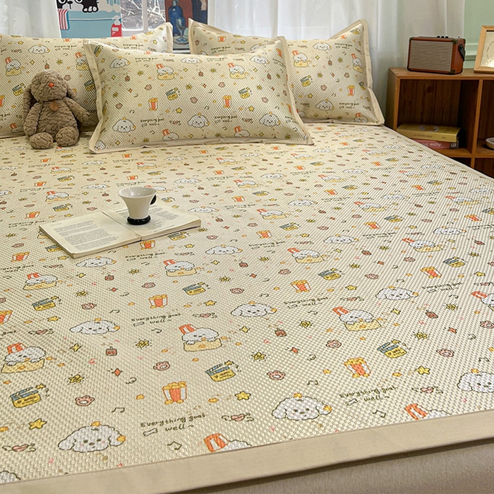 91家纺网 家纺一手货源 找家纺 布卢姆床垫2025新款A类数码印花冰藤席夏凉席--床席款 爆米花