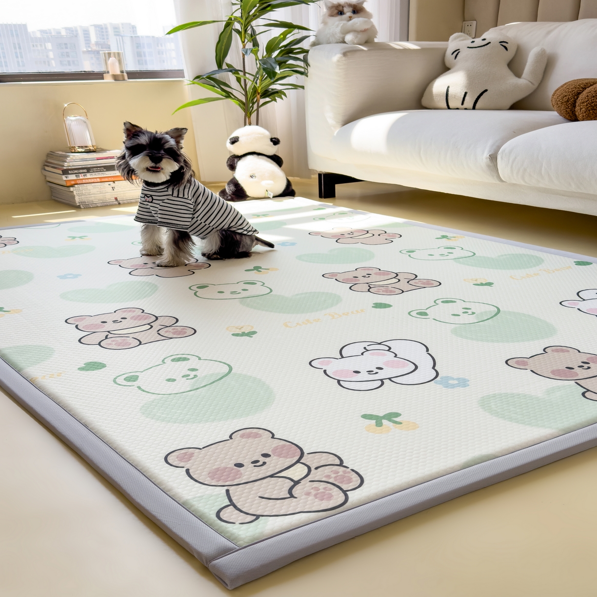 91家纺网 家纺一手货源 找家纺 席世家 2025新款印花豆豆多功能垫 熊猫宝宝