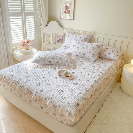 91家纺网 家纺一手货源 找家纺 （总）麒豆豆 2025新款水洗棉印花床笠三件套