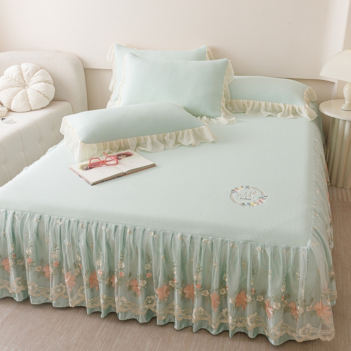 91家纺网 家纺一手货源 找家纺 好儿喜家纺  2025新款海洋丝凉感夏被四件套（此款控价所有尺寸（劵后）利润不得低于50元） 浅绿 