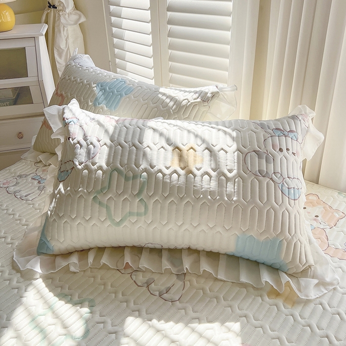 91家纺网 家纺一手货源 找家纺 慕澄2025新款小版印花床裙款乳胶凉席凉感丝夏被四件套 夏日幸福