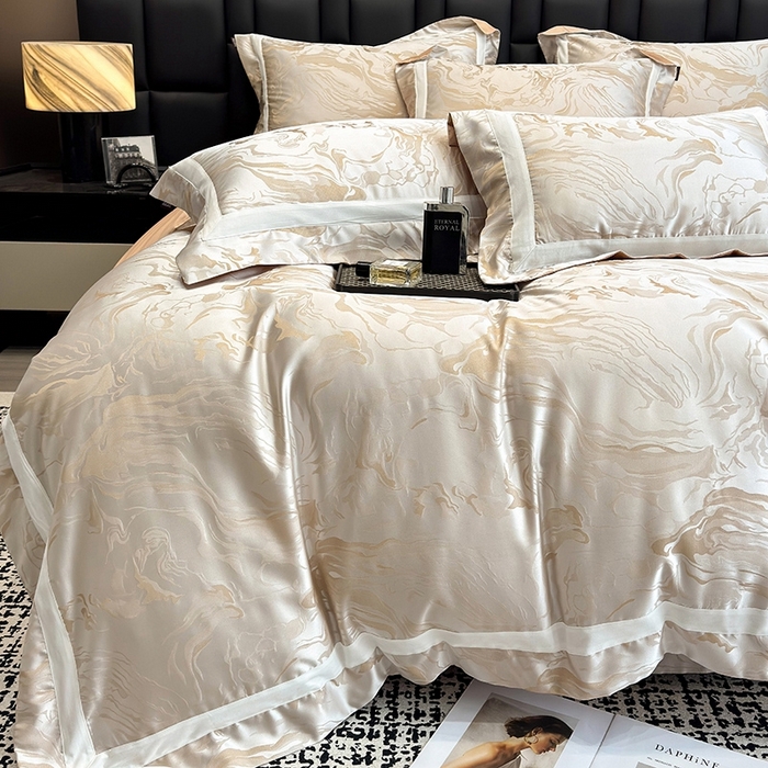 91家纺网 家纺一手货源 找家纺 2025新品床上用品高端A类100支天丝棉贡缎提花四件套全棉纯棉长绒棉夏季轻奢真丝全工艺 南溪-莉娅金