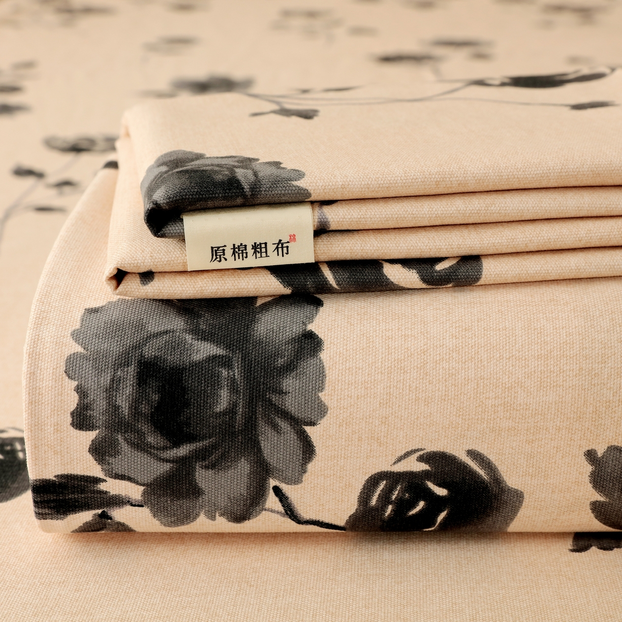 91家纺网 家纺一手货源 找家纺 （总）慕尚家纺 2025新款全棉纯棉老粗布花卉床单款凉席席子