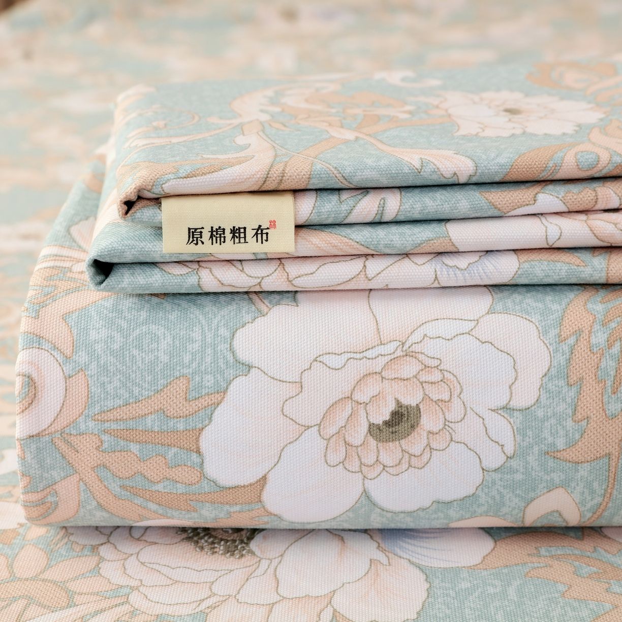 91家纺网 家纺一手货源 找家纺 （总）慕尚家纺 2025新款全棉纯棉老粗布花卉床单款凉席席子