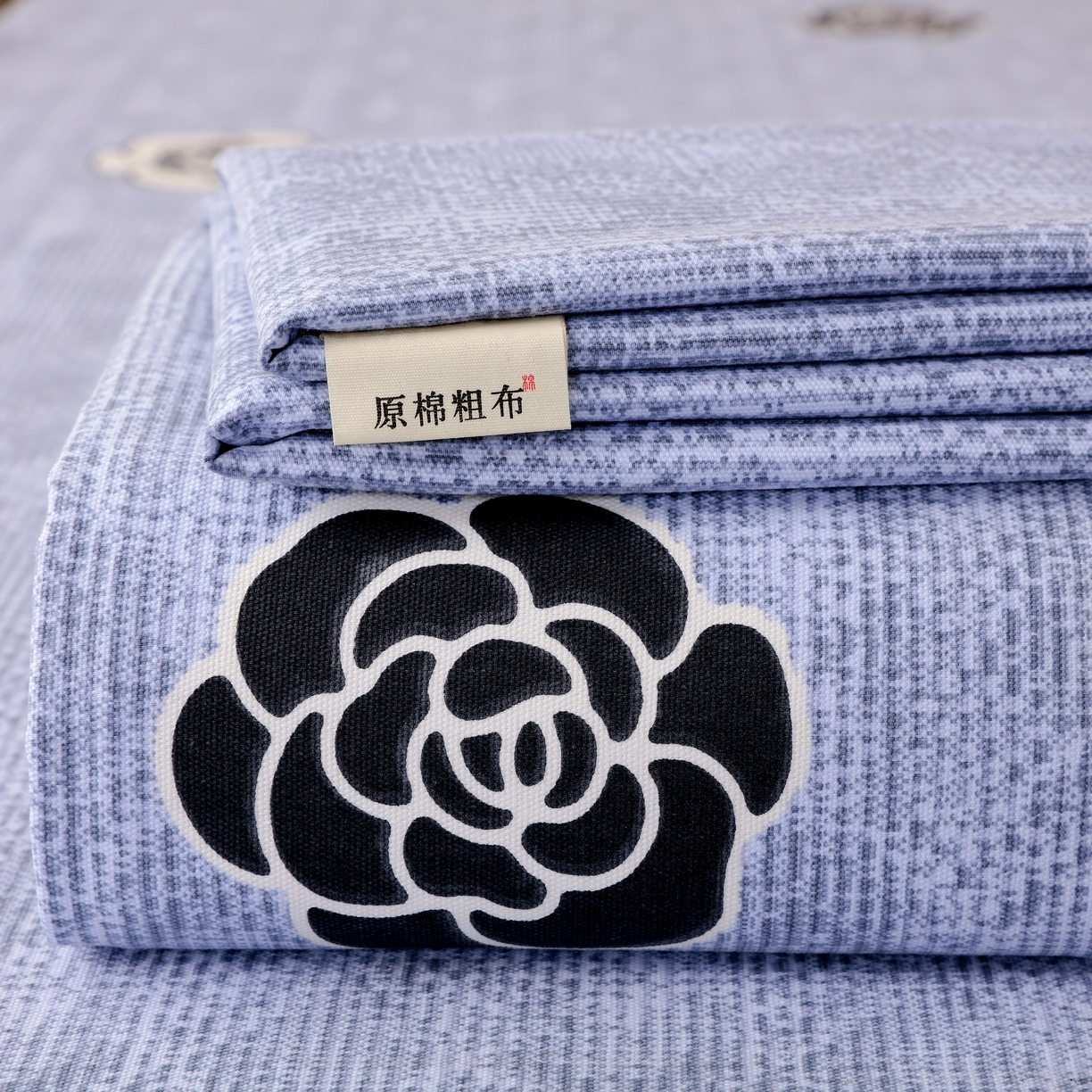 91家纺网 家纺一手货源 找家纺 （总）慕尚家纺 2025新款全棉纯棉老粗布花卉床单款凉席席子