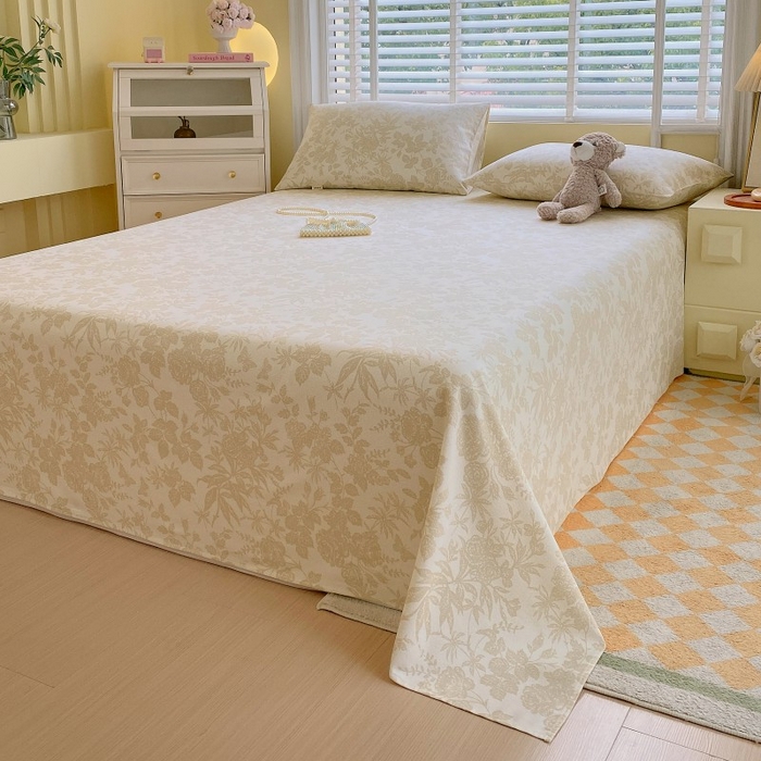 91家纺网 家纺一手货源 找家纺 慕尚家纺 2025新款全棉纯棉老粗布花卉床单款凉席席子 枫叶