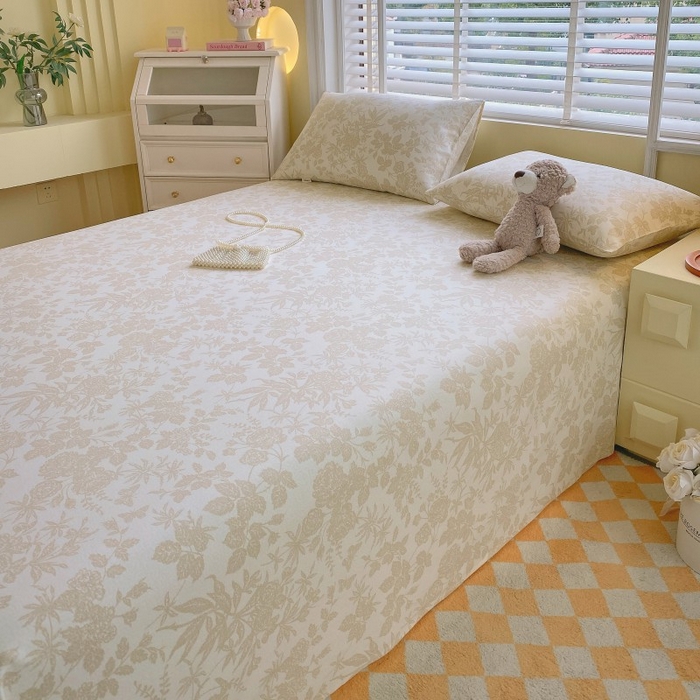 91家纺网 家纺一手货源 找家纺 慕尚家纺 2025新款全棉纯棉老粗布花卉床单款凉席席子 枫叶