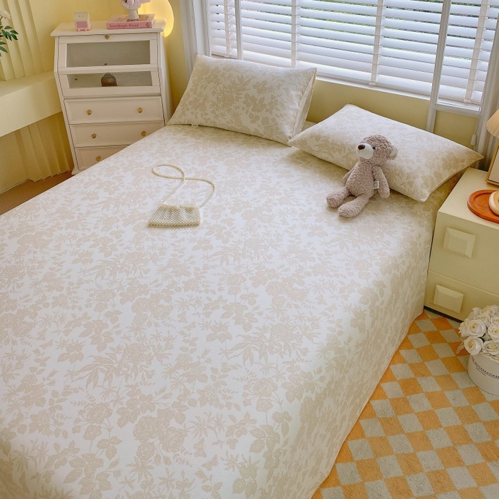 91家纺网 家纺一手货源 找家纺 慕尚家纺 2025新款全棉纯棉老粗布花卉床单款凉席席子 枫叶