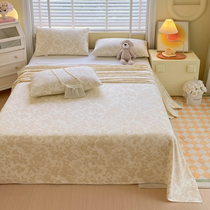 91家纺网 家纺一手货源 找家纺 慕尚家纺 2025新款全棉纯棉老粗布花卉床单款凉席席子 枫叶