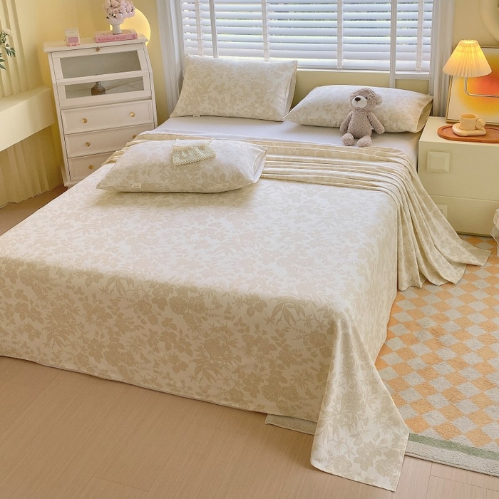 91家纺网 家纺一手货源 找家纺 慕尚家纺 2025新款全棉纯棉老粗布花卉床单款凉席席子 枫叶