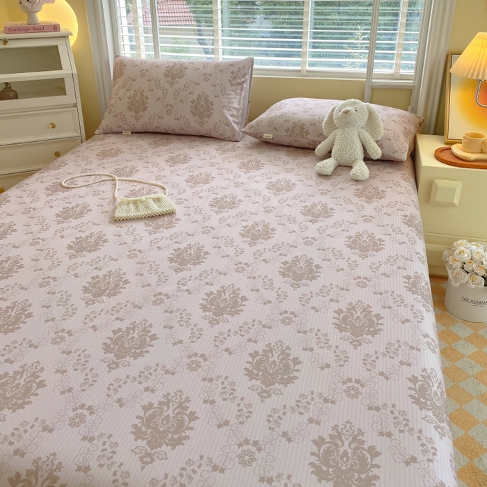 91家纺网 家纺一手货源 找家纺 慕尚家纺 2025新款全棉纯棉老粗布花卉床单款凉席席子 花开富贵-驼