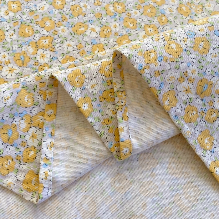 91家纺网 家纺一手货源 找家纺 慕尚家纺 2025新款全棉纯棉老粗布花卉床单款凉席席子 花漾-黄