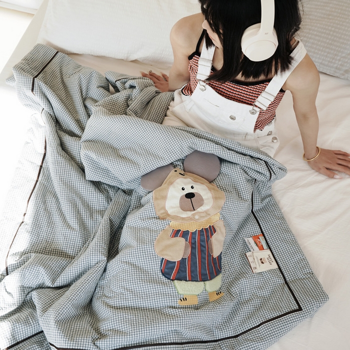 91家纺网 家纺一手货源 找家纺 （总）喜多兔儿童家纺 2025新款色织天丝水洗棉夏被被子被芯