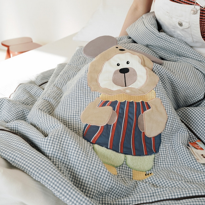 91家纺网 家纺一手货源 找家纺 （总）喜多兔儿童家纺 2025新款色织天丝水洗棉夏被被子被芯