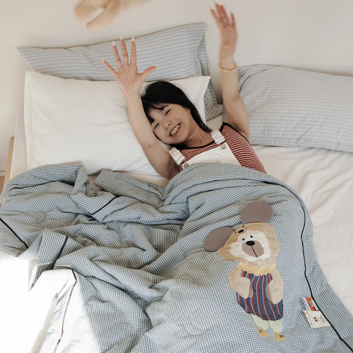 91家纺网 家纺一手货源 找家纺 （总）喜多兔儿童家纺 2025新款色织天丝水洗棉夏被被子被芯
