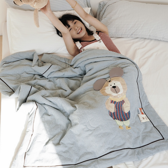 91家纺网 家纺一手货源 找家纺 （总）喜多兔儿童家纺 2025新款色织天丝水洗棉夏被被子被芯