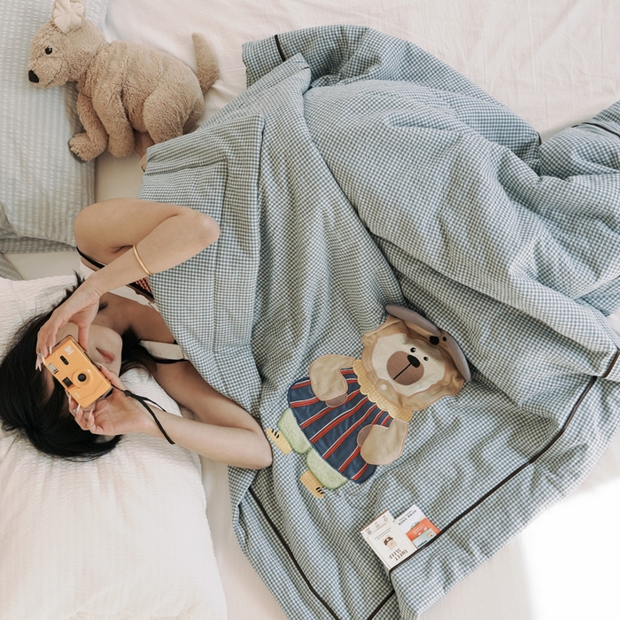 91家纺网 家纺一手货源 找家纺 （总）喜多兔儿童家纺 2025新款色织天丝水洗棉夏被被子被芯