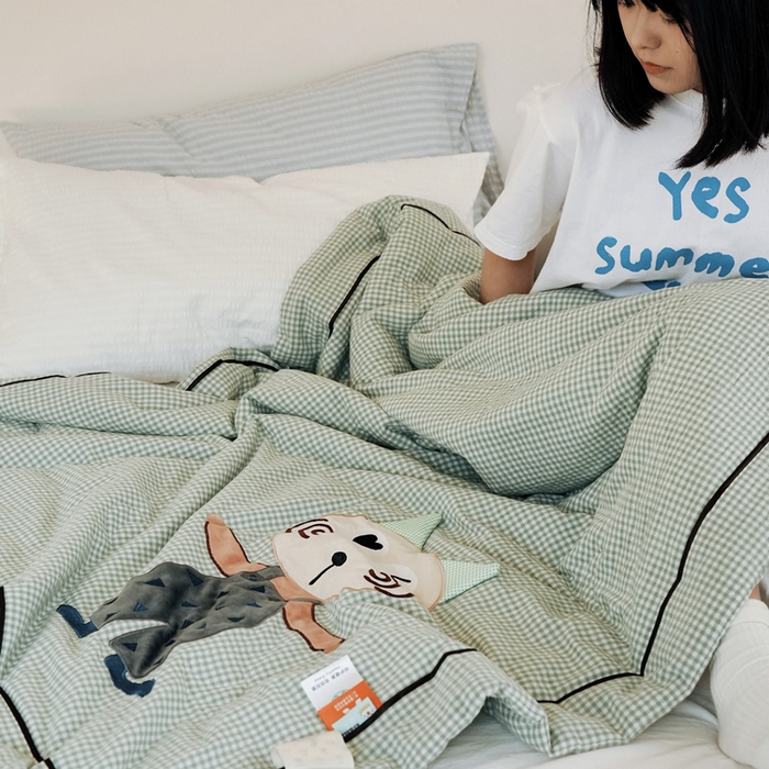 91家纺网 家纺一手货源 找家纺 （总）喜多兔儿童家纺 2025新款色织天丝水洗棉夏被被子被芯