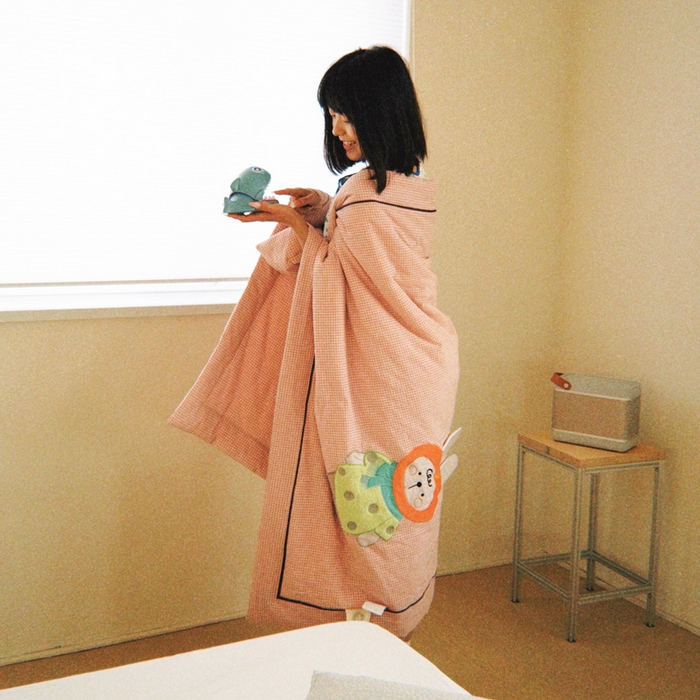 91家纺网 家纺一手货源 找家纺 喜多兔儿童家纺 2025新款色织天丝水洗棉夏被被子被芯 粉格月亮小兔-胶片风