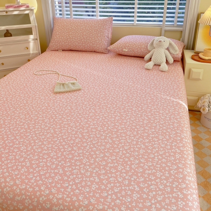 91家纺网 家纺一手货源 找家纺 慕尚家纺 2025新款全棉纯棉老粗布花卉床单款凉席席子 花语