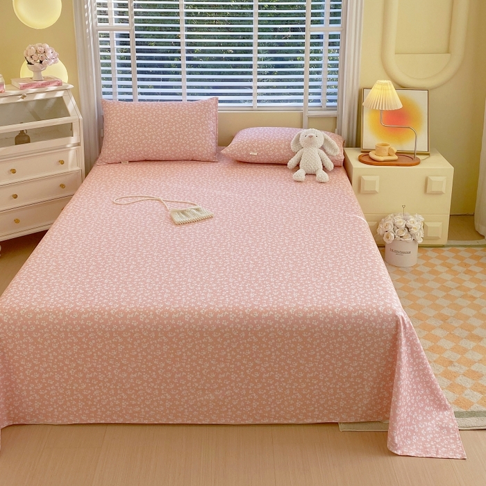 91家纺网 家纺一手货源 找家纺 慕尚家纺 2025新款全棉纯棉老粗布花卉床单款凉席席子 花语