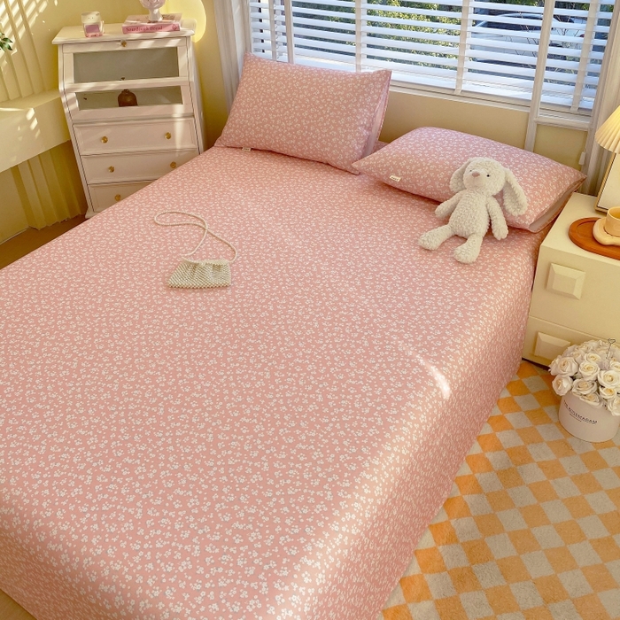 91家纺网 家纺一手货源 找家纺 慕尚家纺 2025新款全棉纯棉老粗布花卉床单款凉席席子 花语