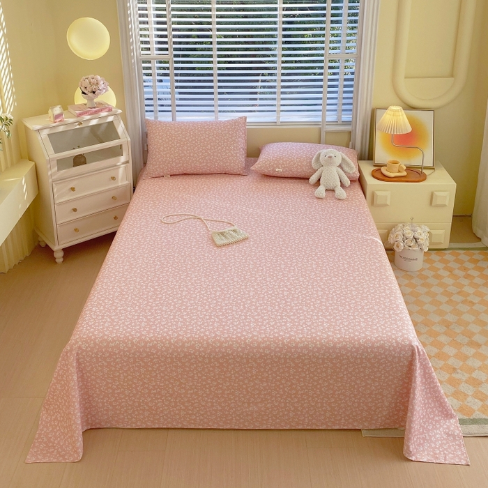 91家纺网 家纺一手货源 找家纺 慕尚家纺 2025新款全棉纯棉老粗布花卉床单款凉席席子 花语